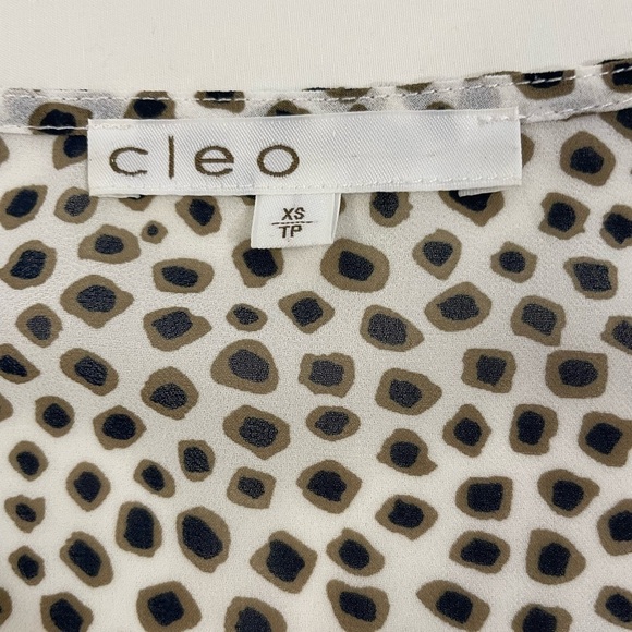 Cleo Leopard Print Long Sleeve Blouse with Ruffle Front, Size XS - Picture 8 of 9